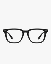 Atlas Square Optical Frames in Matte Black, front view on a light gray studio background