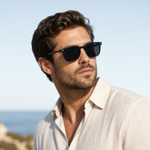 Model wearing Harbor Polarized Sunglasses in a natural lifestyle setting