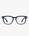 Atlas Square Optical Frames in Navy Slate, front view on a light gray studio background