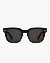 Harbor Polarized Sunglasses in Black and Smoke Polarized, front view on a light gray studio background