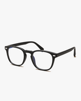 45-degree view of Keystone Blue Light Glasses showing frame shape and temple details