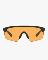 Summit Sport Shield Glasses in Amber Contrast, front view on a light gray studio background