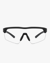 Summit Sport Shield Glasses in Clear Performance, front view on a light gray studio background