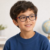 Child wearing Scout Kids Optical Frames in a natural lifestyle setting