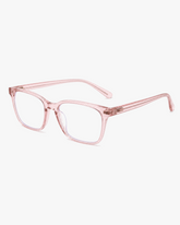 45-degree view of Aurora Blue Light Glasses showing frame shape and temple details