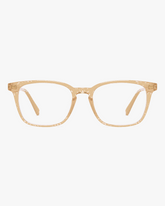 Aurora Blue Light Glasses in Champagne, front view on a light gray studio background
