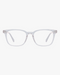 Aurora Blue Light Glasses in Crystal Clear, front view on a light gray studio background