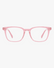 Aurora Blue Light Glasses in Soft Pink, front view on a light gray studio background