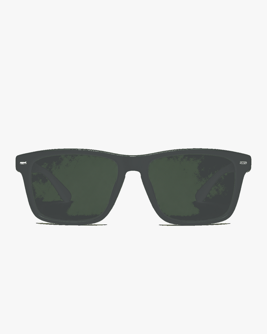 Cascade Polarized Sunglasses in Graphite and Green Polarized, front view on a light gray studio background