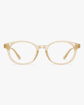 Celeste Oval Optical Frames in Champagne Crystal, front view on a light gray studio background