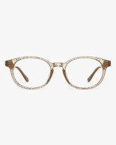 Celeste Oval Optical Frames in Espresso Tortoise, front view on a light gray studio background