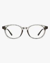 Celeste Oval Optical Frames in Gloss Black, front view on a light gray studio background