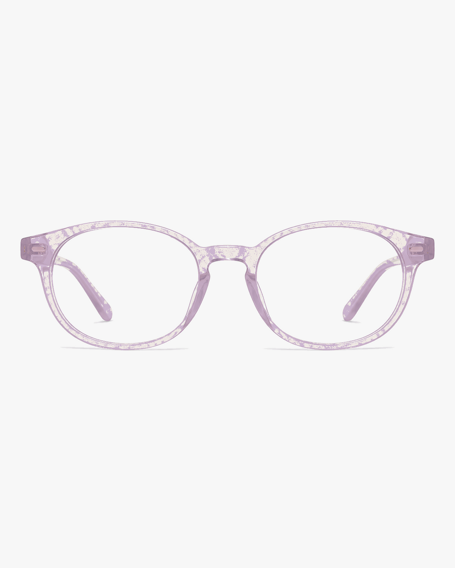 Celeste Oval Optical Frames in Soft Lilac, front view on a light gray studio background