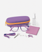 Kids Starter Eyewear Kit in Pink, complete kit on a light gray studio background