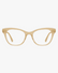 Luna Cat-Eye Optical Frames in Champagne Crystal, front view on a light gray studio background