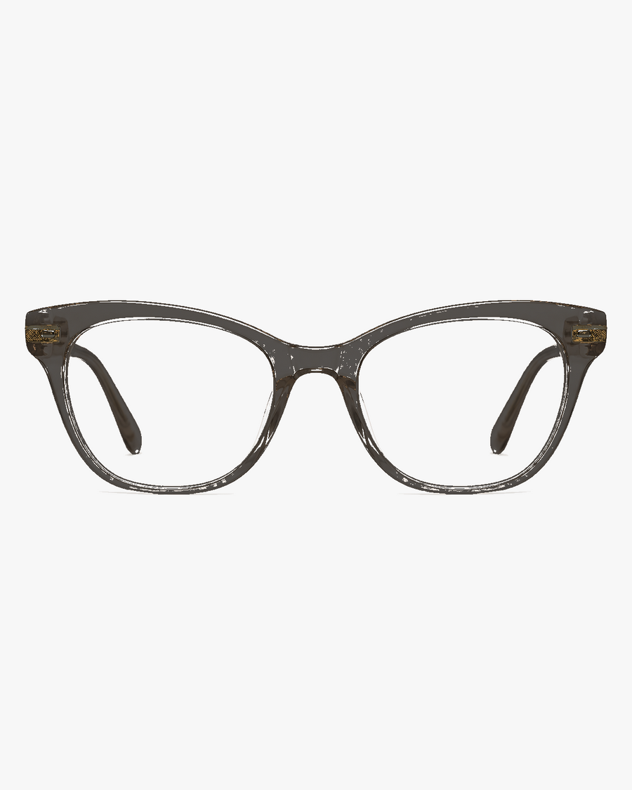 Luna Cat-Eye Optical Frames in Gloss Black, front view on a light gray studio background