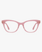 Luna Cat-Eye Optical Frames in Rose Blush, front view on a light gray studio background