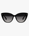 Maris Butterfly Sunglasses in Black and Smoke Gradient, front view on a light gray studio background