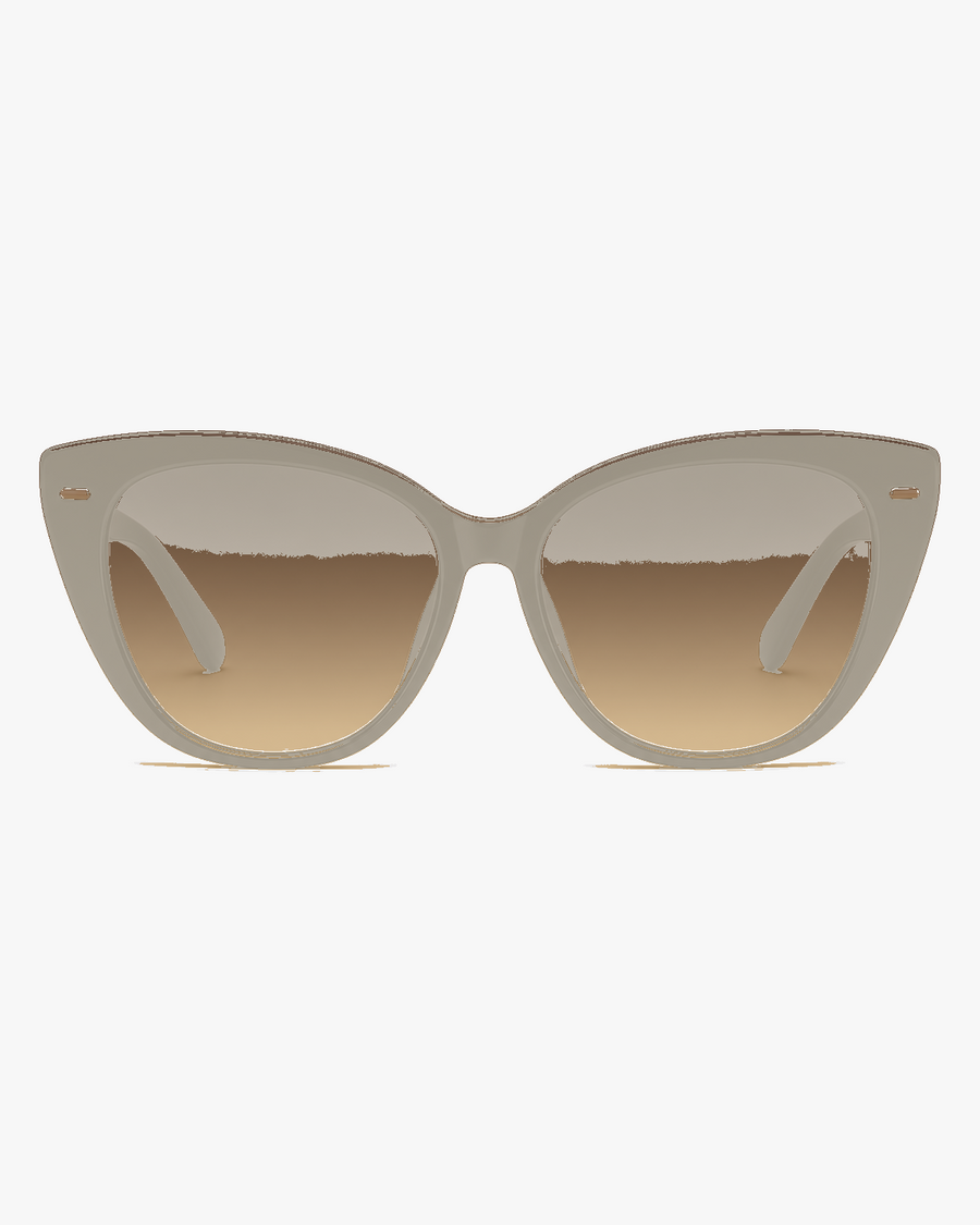 Maris Butterfly Sunglasses in Ivory and Brown Gradient, front view on a light gray studio background