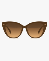 Maris Butterfly Sunglasses in Tortoise and Amber, front view on a light gray studio background