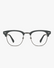 Mercer Browline Optical Frames in Black and Gunmetal, front view on a light gray studio background