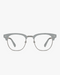 Mercer Browline Optical Frames in Navy and Silver, front view on a light gray studio background