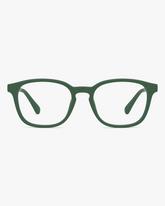 Mini Flex Kids Frames in Forest Green, front view on a light gray studio background