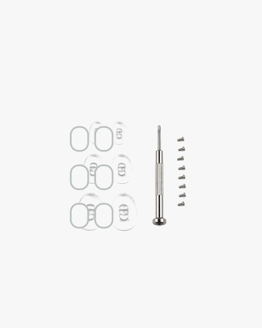 Nose Pad Repair Kit in Large 15 mm size, front view on a light gray studio background