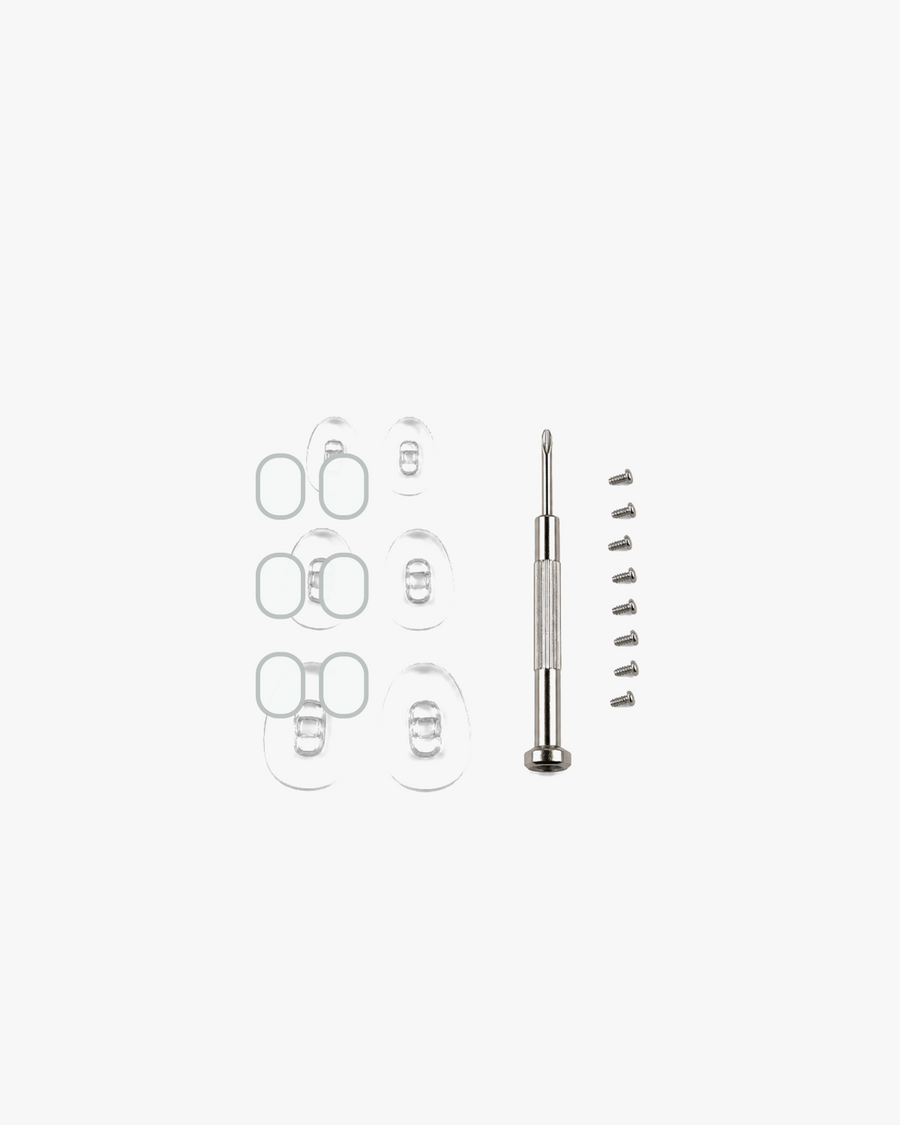 Nose Pad Repair Kit in Small 11 mm size, front view on a light gray studio background