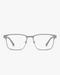 Ridge Titanium Optical Frames in Brushed Silver, front view on a light gray studio background