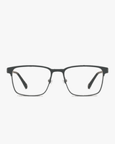Ridge Titanium Optical Frames in Graphite Titanium, front view on a light gray studio background