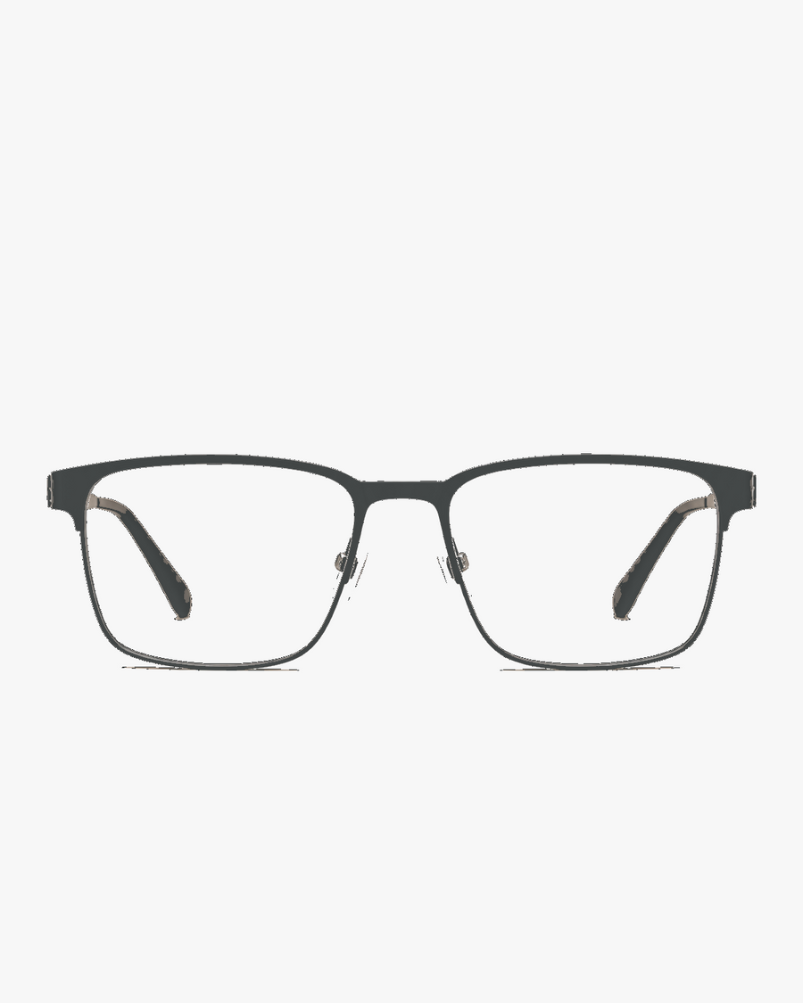 Ridge Titanium Optical Frames in Graphite Titanium, front view on a light gray studio background