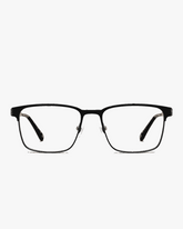 Ridge Titanium Optical Frames in Matte Black, front view on a light gray studio background