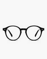 Rowan Round Optical Frames in Black, front view on a light gray studio background