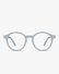 Rowan Round Optical Frames in Crystal Grey, front view on a light gray studio background