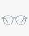 Rowan Round Optical Frames in Crystal Grey, front view on a light gray studio background