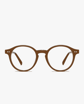 Rowan Round Optical Frames in Honey Tortoise, front view on a light gray studio background