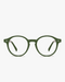 Rowan Round Optical Frames in Olive Smoke, front view on a light gray studio background