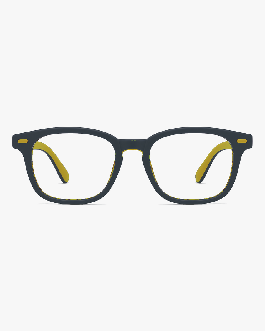 Scout Kids Optical Frames in Graphite Lime, front view on a light gray studio background