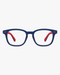 Scout Kids Optical Frames in Navy Red, front view on a light gray studio background