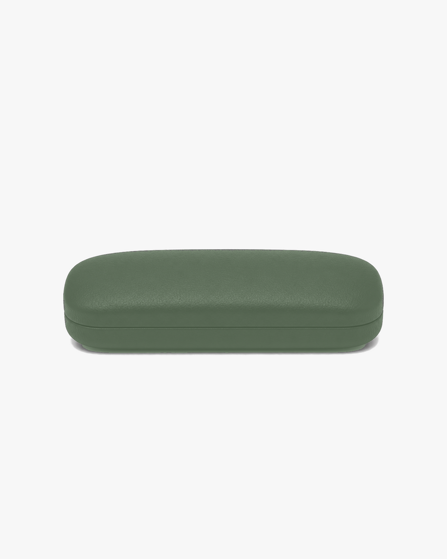 Slim Hard Glasses Case in Sage, front view on a light gray studio background