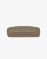 Slim Hard Glasses Case in Taupe, front view on a light gray studio background