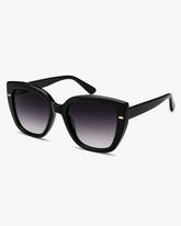 45-degree view of Solstice Oversized Sunglasses showing frame shape and temple details