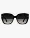 Solstice Oversized Sunglasses in Black and Gradient Smoke, front view on a light gray studio background