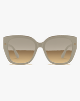 Solstice Oversized Sunglasses in Ivory and Brown Gradient, front view on a light gray studio background