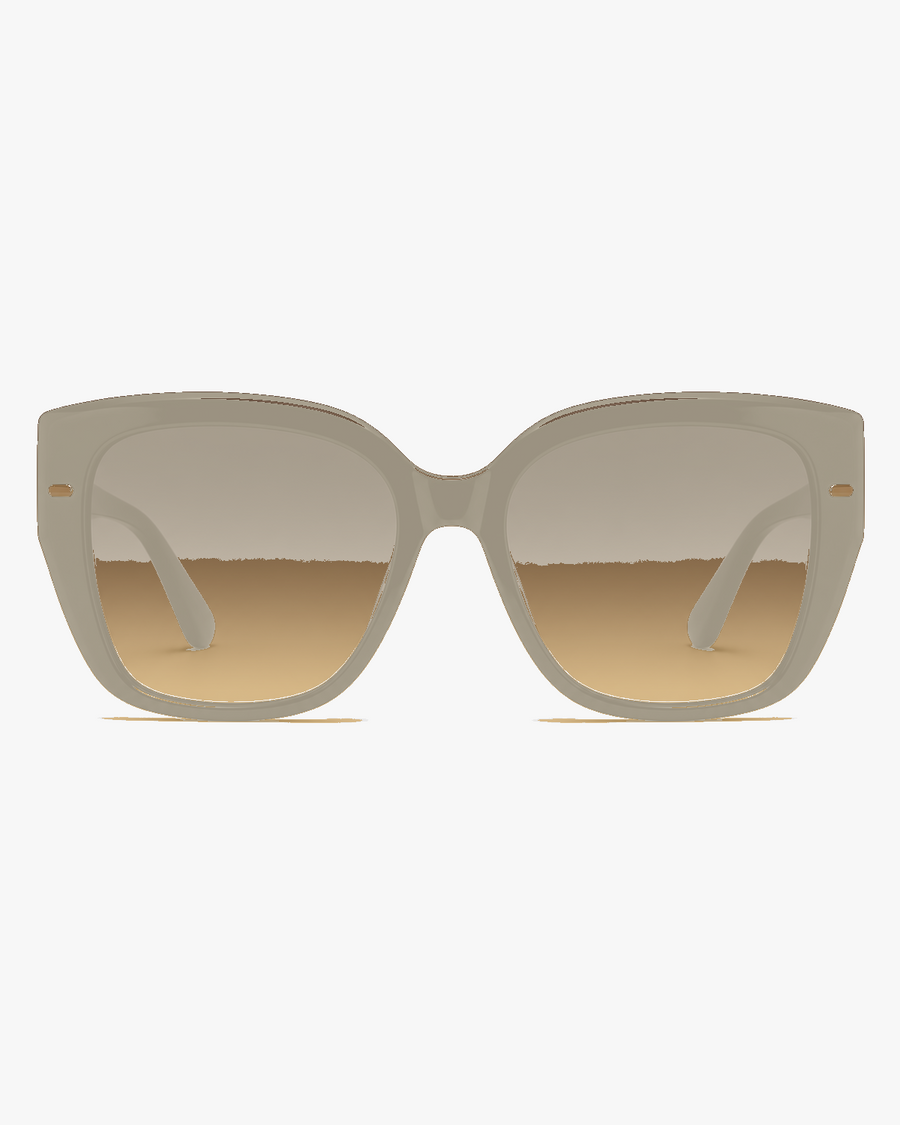 Solstice Oversized Sunglasses in Ivory and Brown Gradient, front view on a light gray studio background