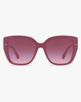 Solstice Oversized Sunglasses in Rose and Mauve Gradient, front view on a light gray studio background