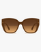 Solstice Oversized Sunglasses in Tortoise and Amber, front view on a light gray studio background