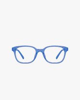 Sprout Flex Kids Blue Light Glasses in Berry Blue, front view on a light gray studio background
