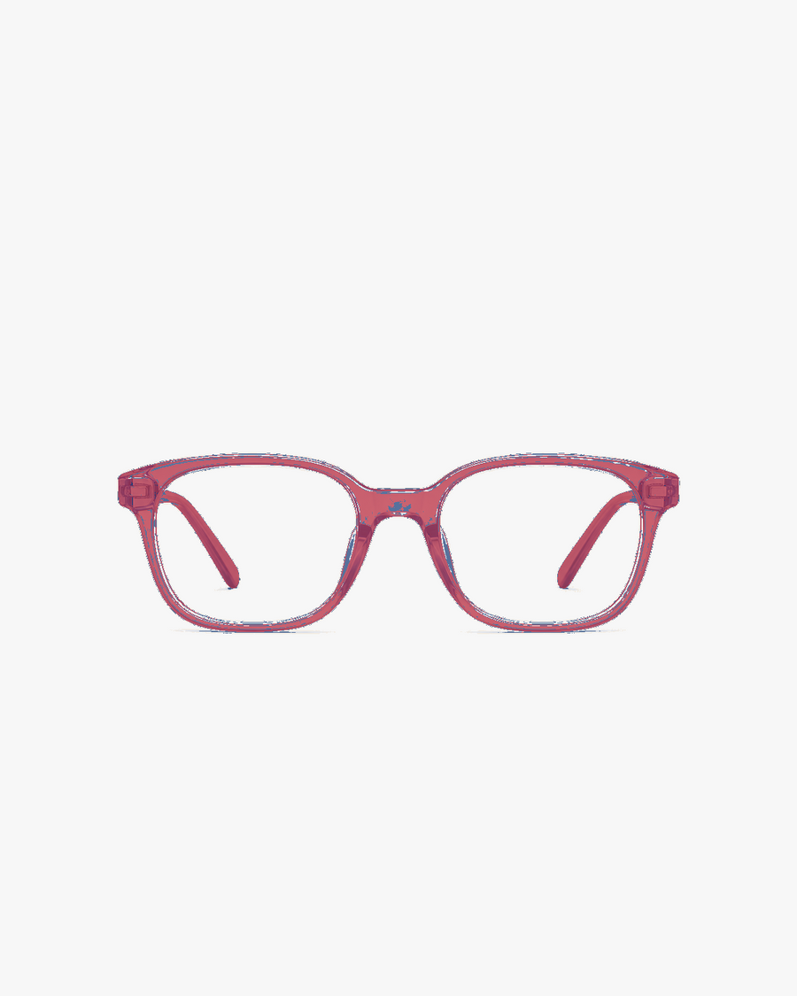 Sprout Flex Kids Blue Light Glasses in Navy Red, front view on a light gray studio background